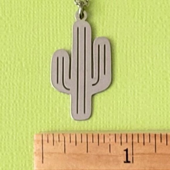 CACTUS Stainless Steel Charm Chain Necklace 24" Arizona Western Cowgirl - Picture 5 of 8